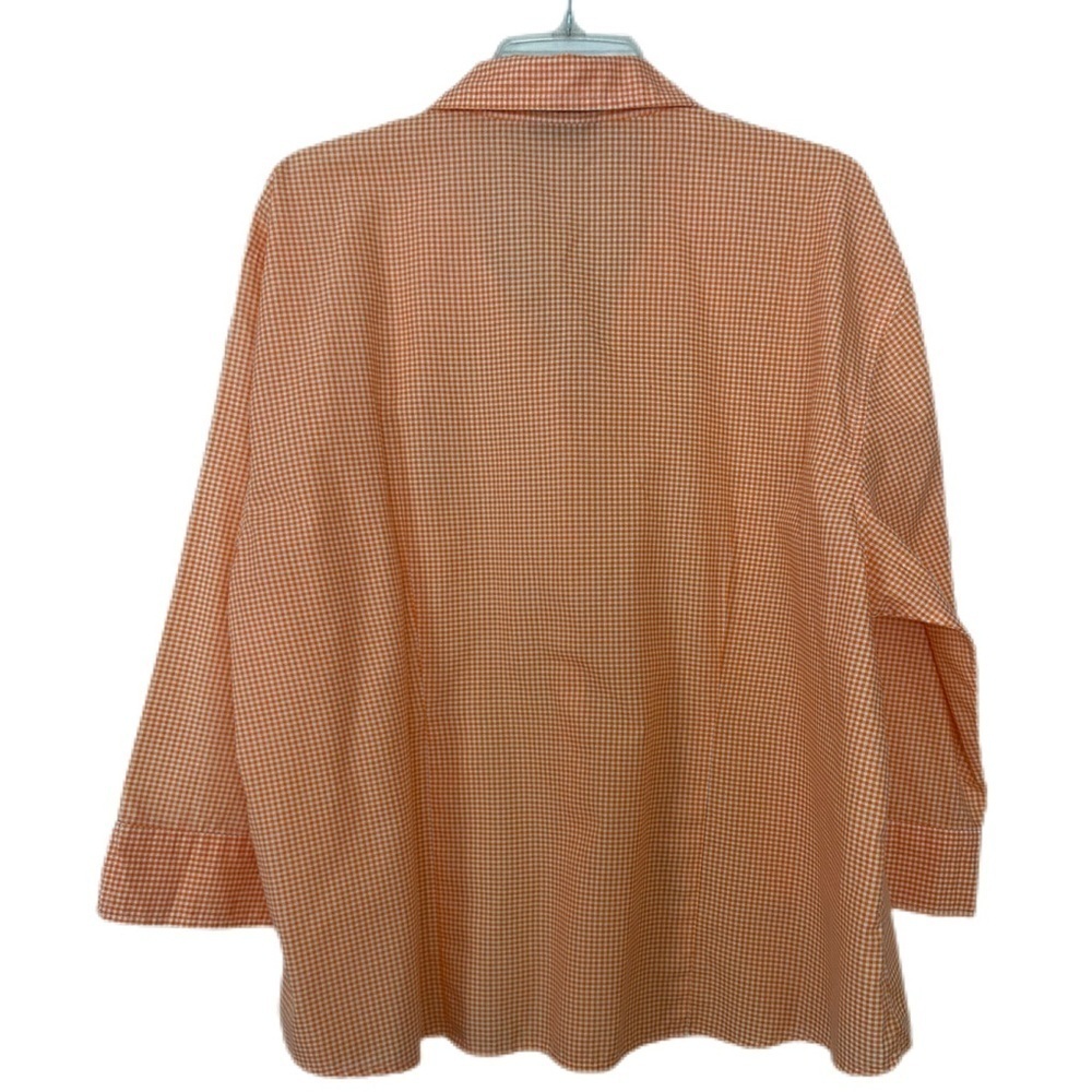 Las Olas Orange and White Gingham Button Down Shirt Cottagecore Cabincore Retro - Picture 3 of 14